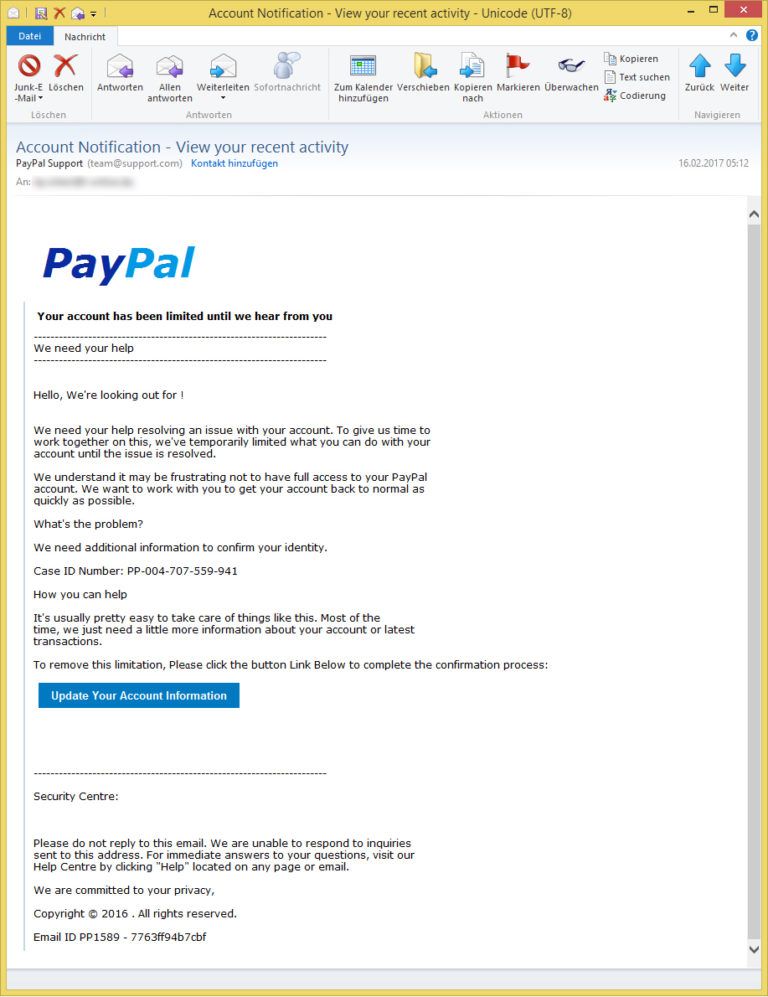 paypal help center email address