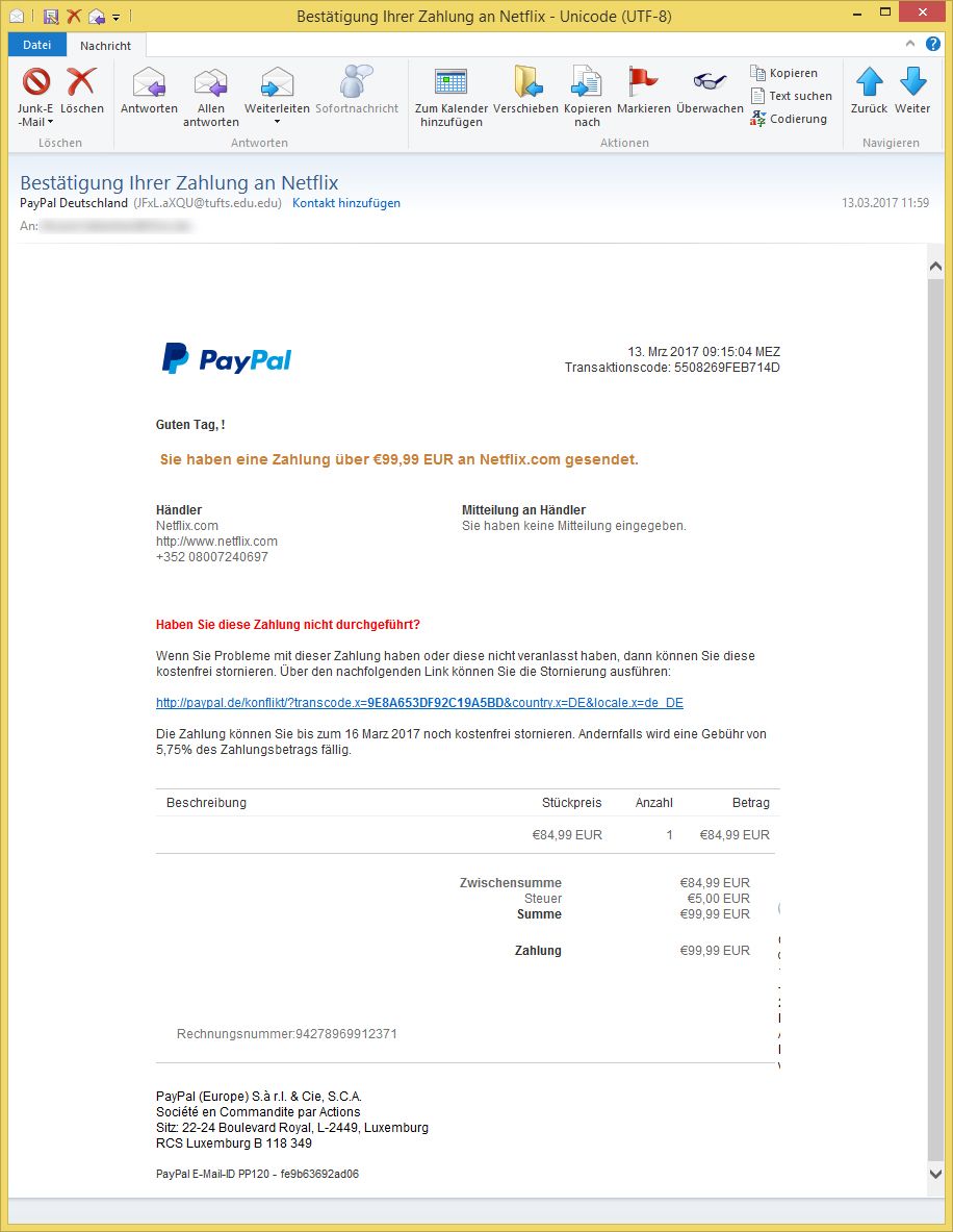 Paypal Bestätigung Ihrer Zahlung