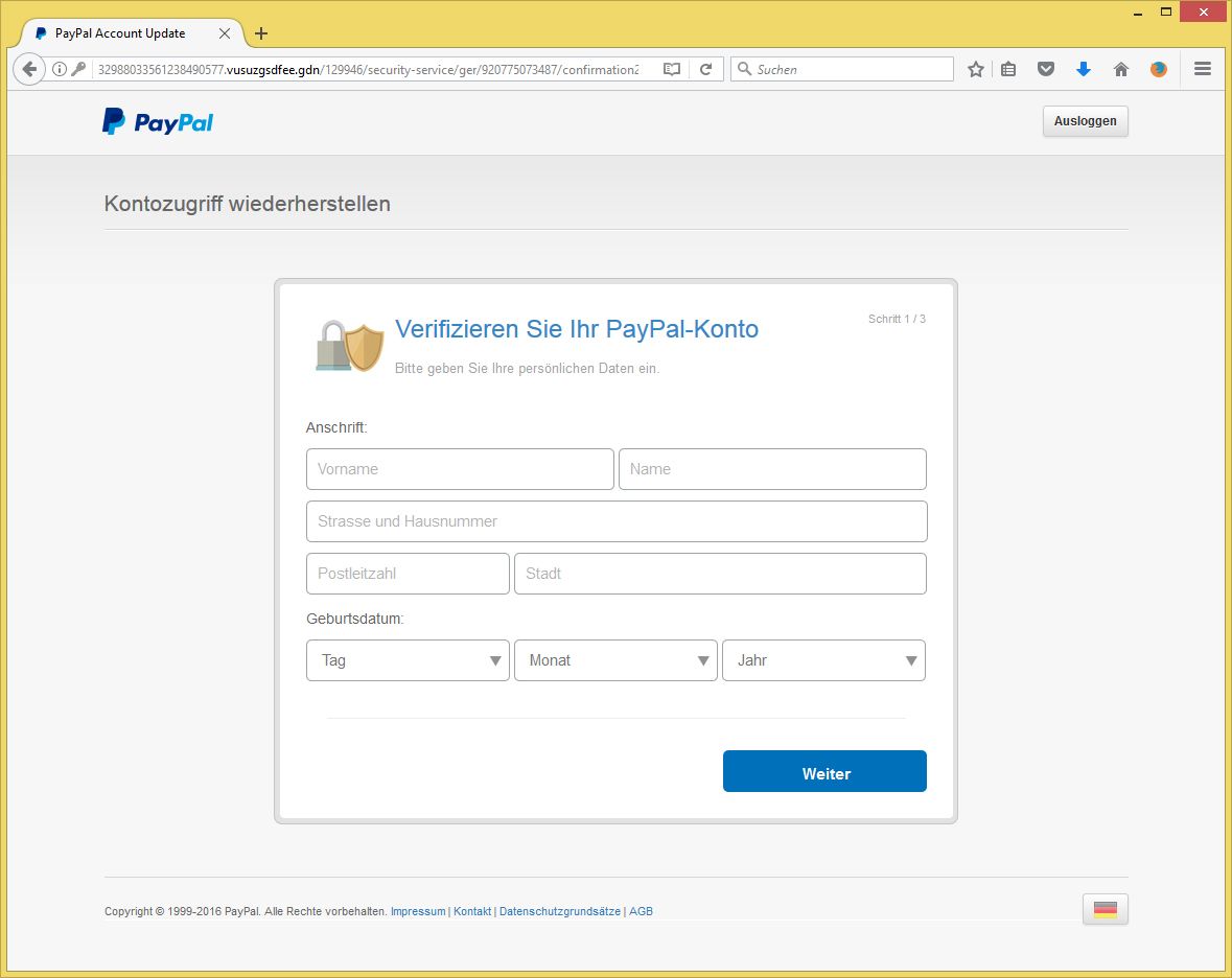 Paypal Daten Verifizieren