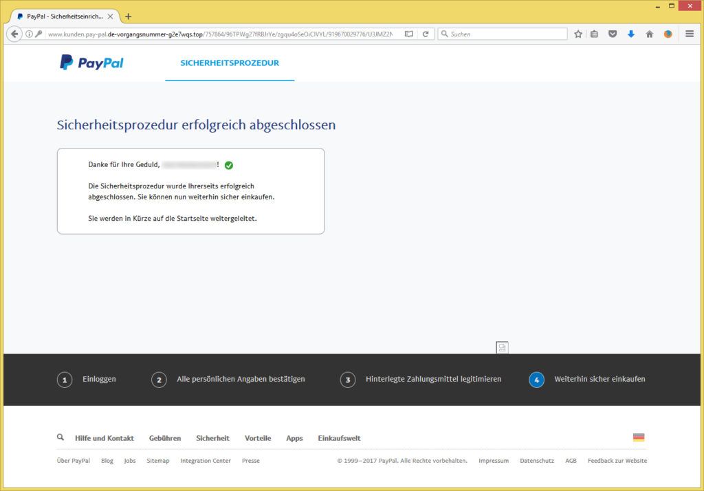 Nachricht von Ihrem Kundenservice von PayPal Kundenservice (noreply