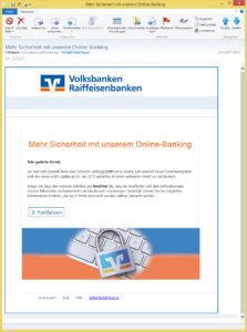 Mehr Sicherheit mit unserem Online-Banking von Volksbank (vob.safsecure@online.eu) – Vorsicht E-Mail