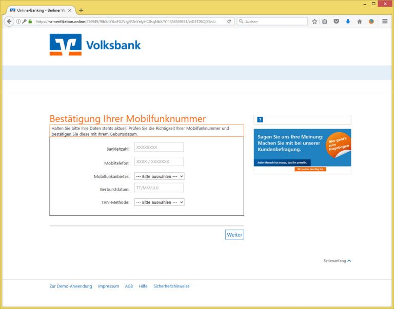 Mehr Sicherheit mit unserem Online-Banking von Volksbank (vob.safsecure@online.eu) – Vorsicht E-Mail