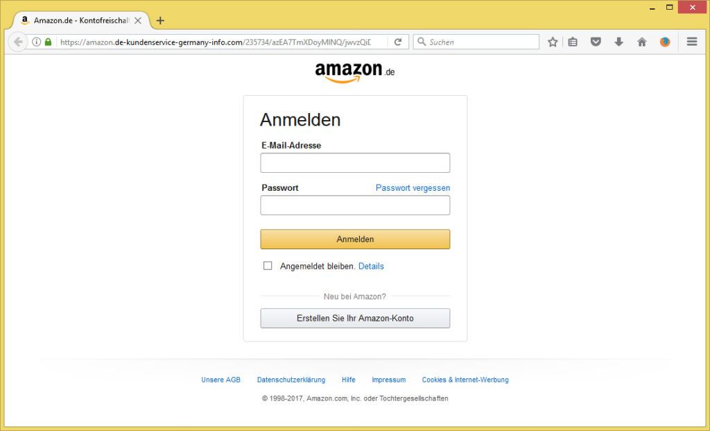 Nachricht vom Kundenservice von Amazon.de (serviceamazon.eu