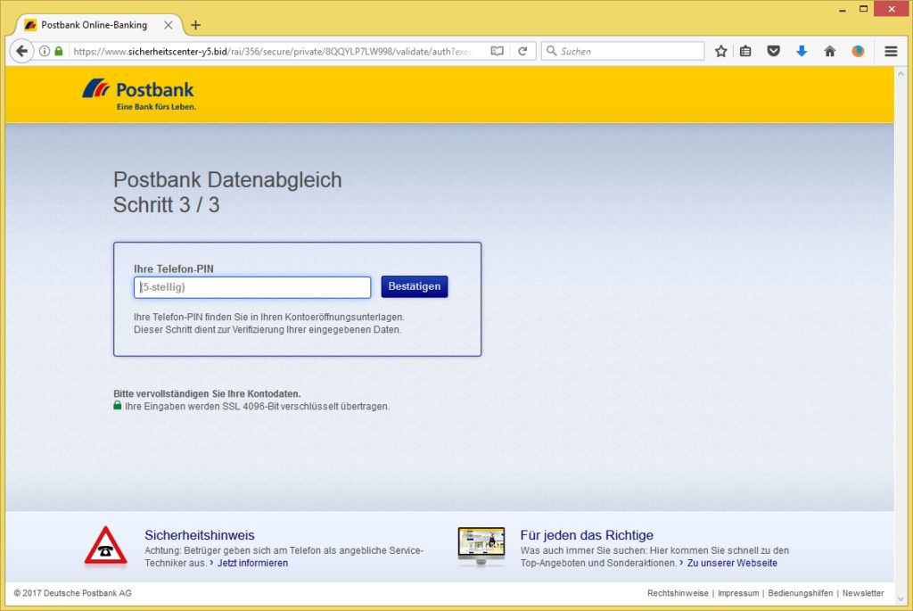 Postbank-Phishing: Online-Banking Zugang gesperrt von Postbank (info ...