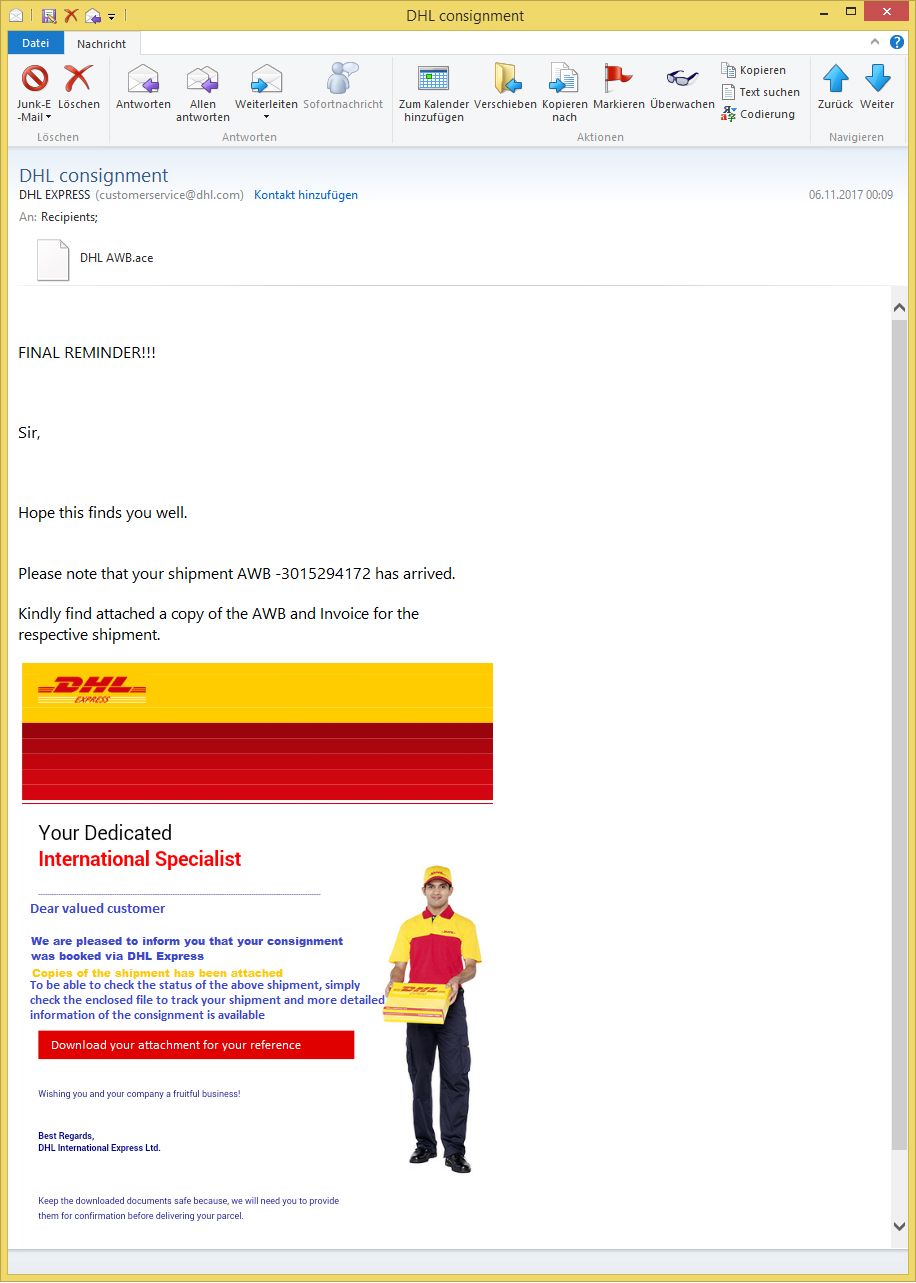 DHL Consignment Von DHL EXPRESS customerservice dhl Bringt Eine 