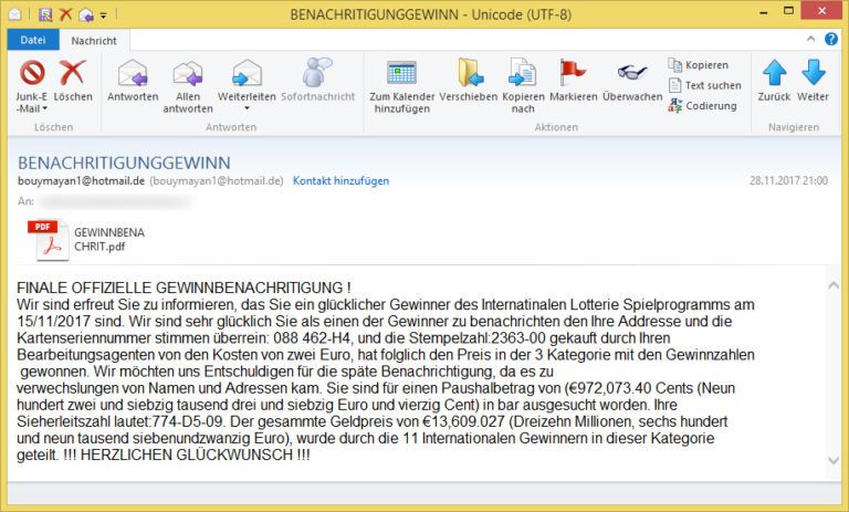 BENACHRITIGUNGGEWINN von bouymayan1@hotmail.de ist ...