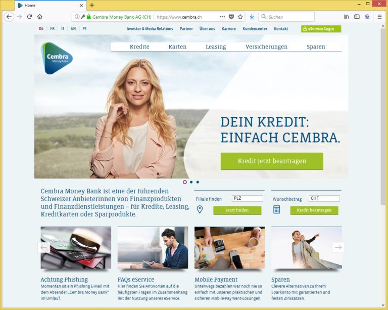 CembraPhishing Sie haben eine neue Nachricht . von Cembra Money Bank