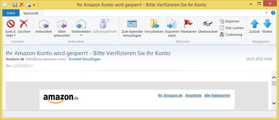 Ihr Amazon Konto wird gesperrt - Bitte Verifizieren Sie ...