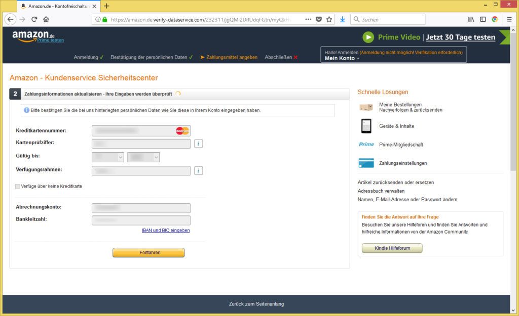 Ihr Amazon Konto wird gesperrt Bitte Verifizieren Sie Ihr Konto von