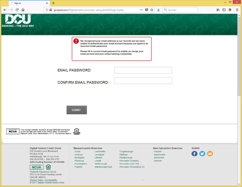 We have limited your DCU Account Online Activities! von