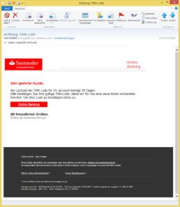 santander achtung phishing vorsicht betreff