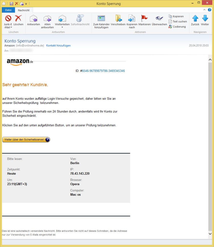 Fremdzugriff oder Konto Sperrung von Amazon (service ...