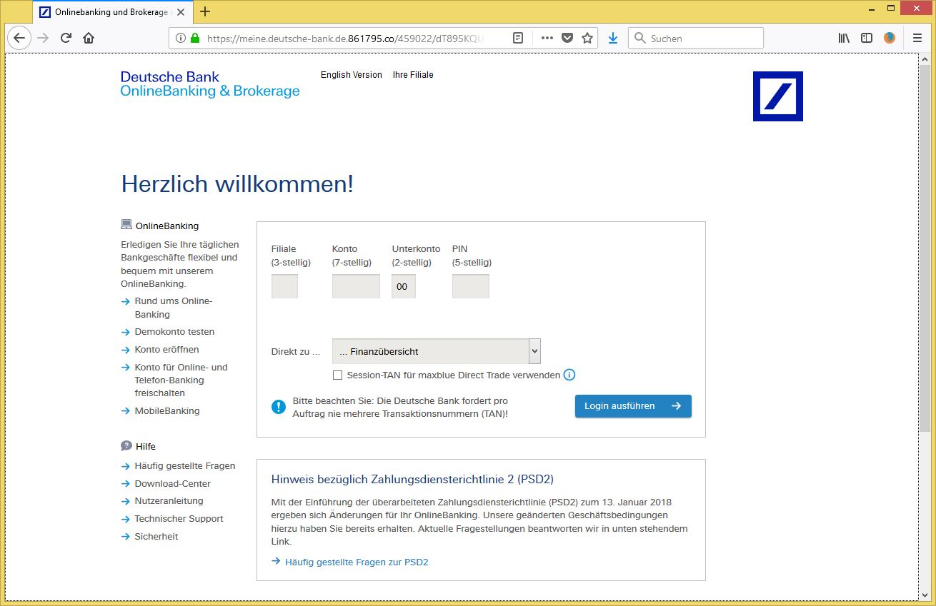 Wichtige Information Zu Ihrem Bankkonto Von Deutsche Bank Ag Support Commerzbankfactoring De Ist Phishing Vorsicht E Mail