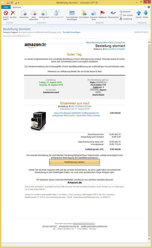 Bestellung storniert von Amazon Support (kackpoh.yahoo.com ...