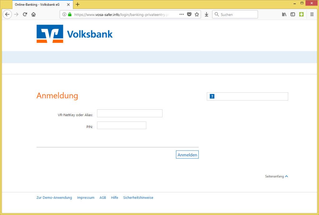 Wichtige Maßnahme erforderlich von Volks & Raiffeisenbank (service ...