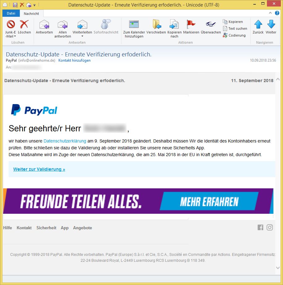 Paypal Email Verifizierung