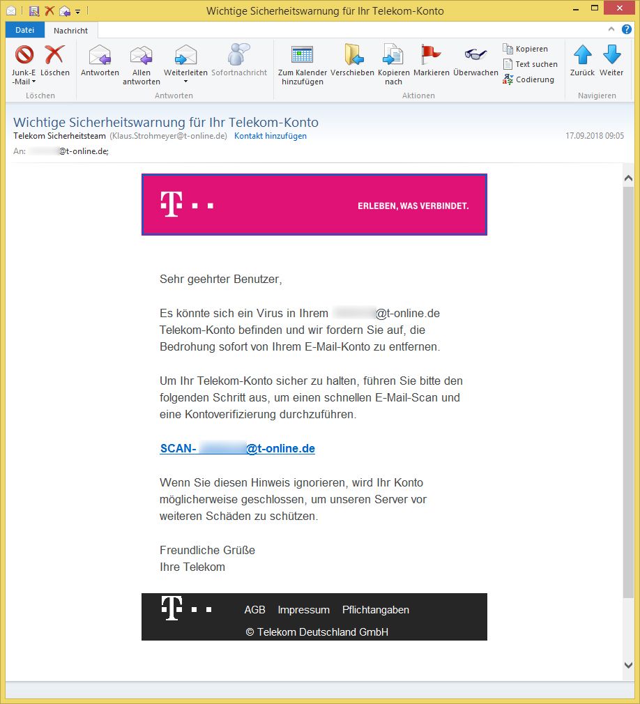 Telekom Sicherheitsteam Email