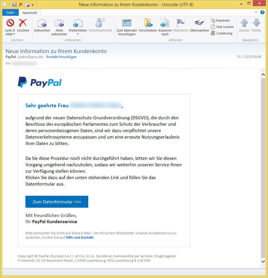 Paypal kontakt mail